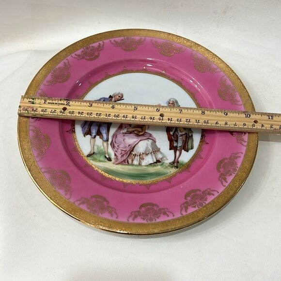 JKW 1930 Western Germany Fine Porcelain Luxurious Pink Gold Dinnerware Plate - Picture 4 of 12